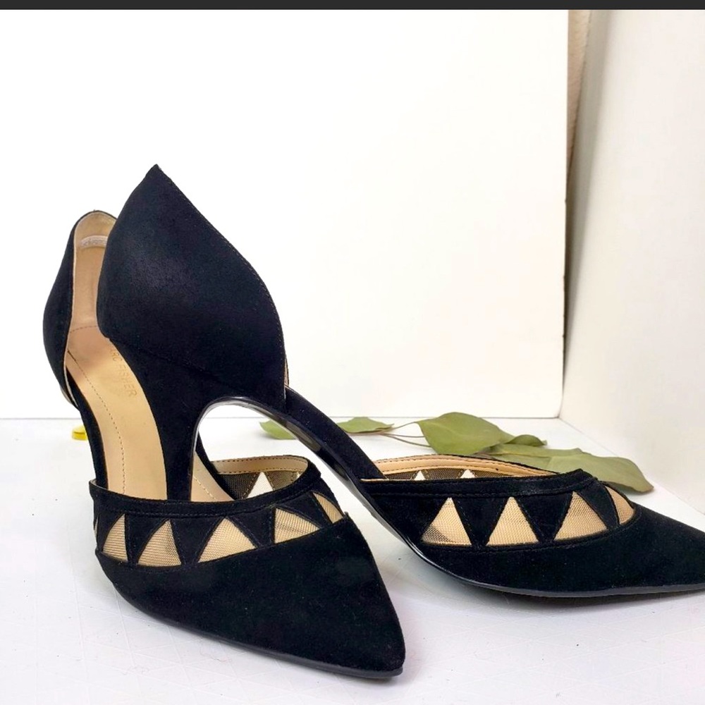 Marc Fisher pointed black suede heels